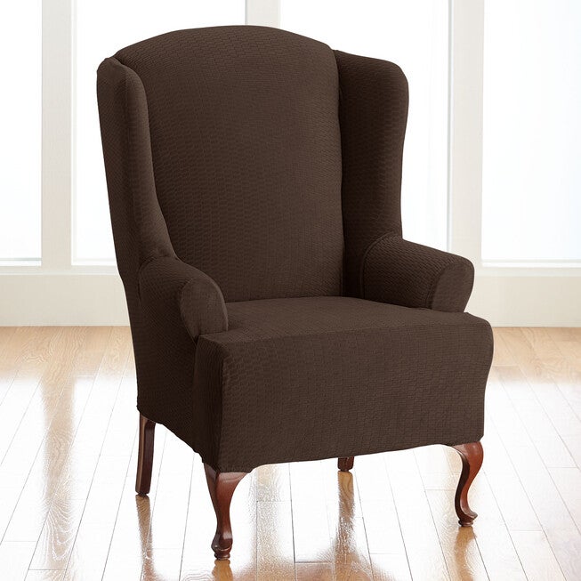 BH Studio Brighton Stretch Wing Chair Slipcover, CHOCOLATE, hi-res image number null