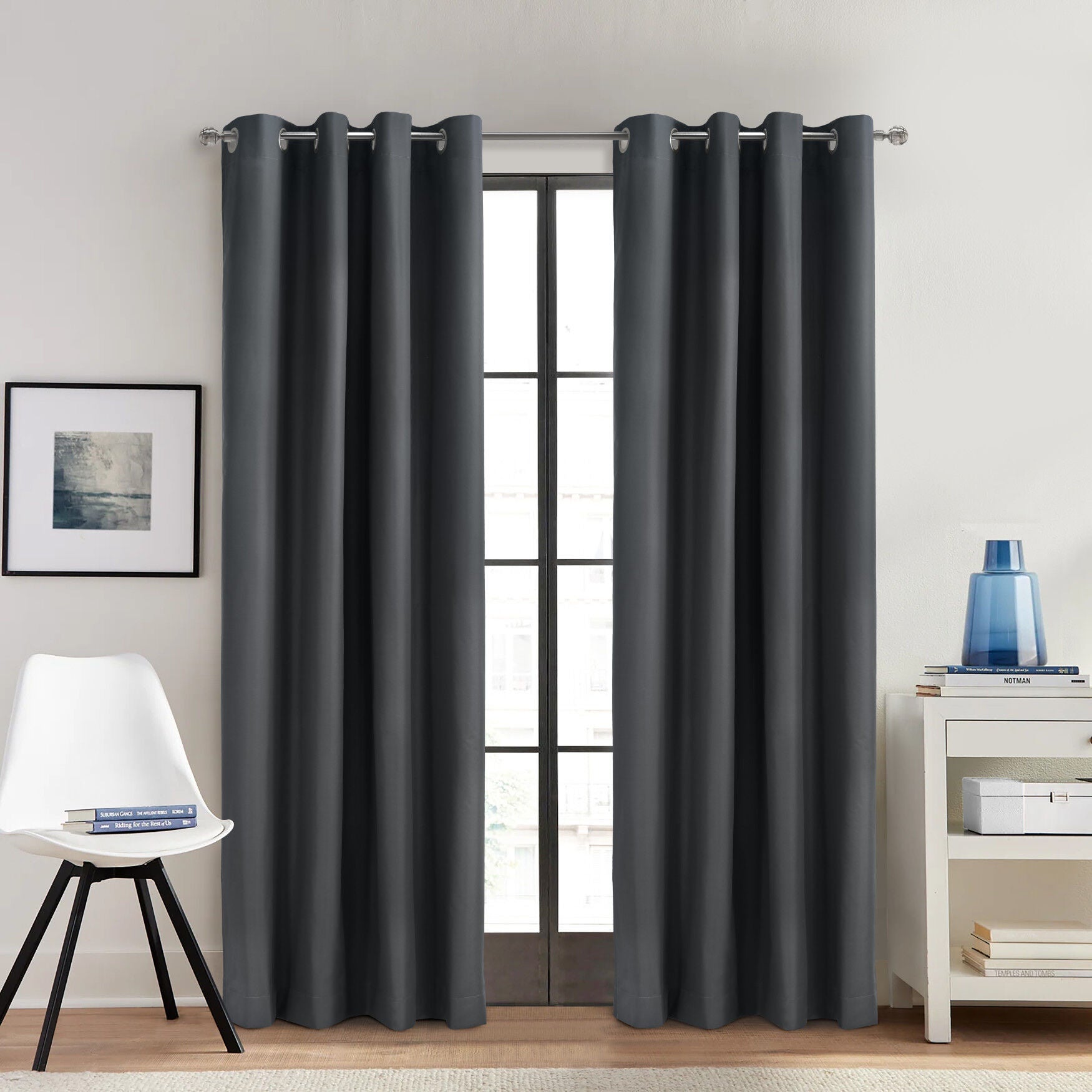 Alpine Blackout Grommet Curtain Panel, CHARCOAL, hi-res image number 0