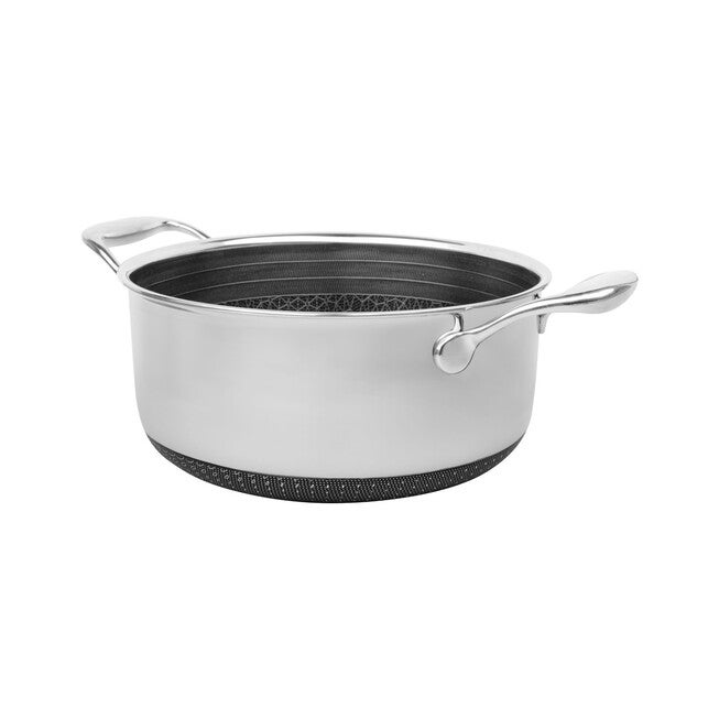 LIVWELL DiamondClad™ 6 Quart Hybrid Nonstick Stainless Steel Stock Pot and Lid, Dishwasher Safe, PFOA-free – Silver/Black, SILVER, alternate image number 2