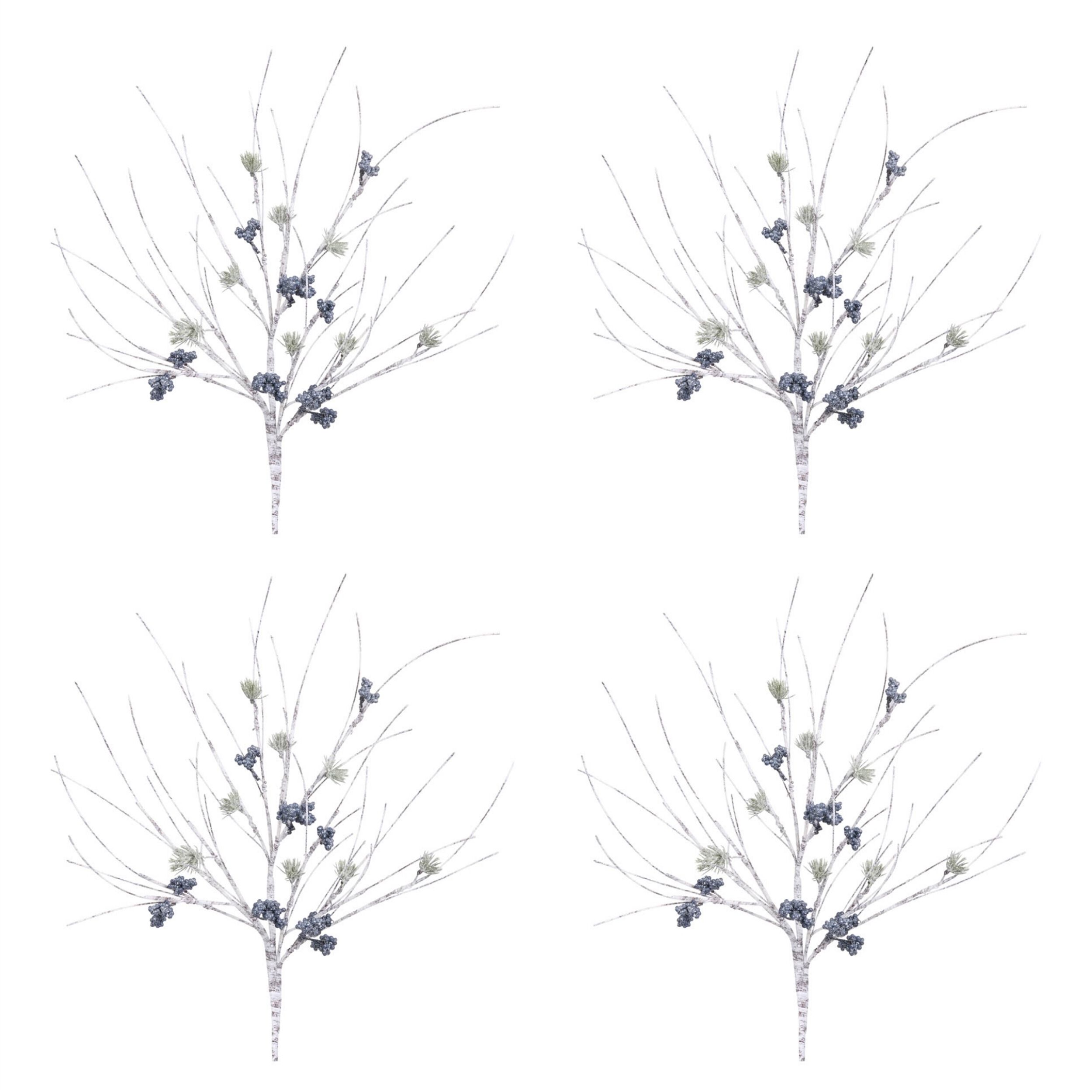 Birch Twig with Pine Spray (Set of 4), WHITE BLUE GREEN, alternate image number 4