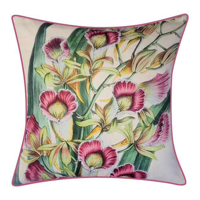 New York Botanical Garden® Indoor/Outdoor Pretty Orchids Decorative Throw Pillow 20X20, Fuchsia Multi, FUCHSIA MULTI, hi-res image number null