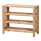 Natural rattan 4-tier display shelf angled view