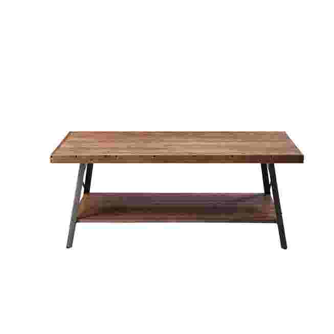 wooden coffee table with metal legs