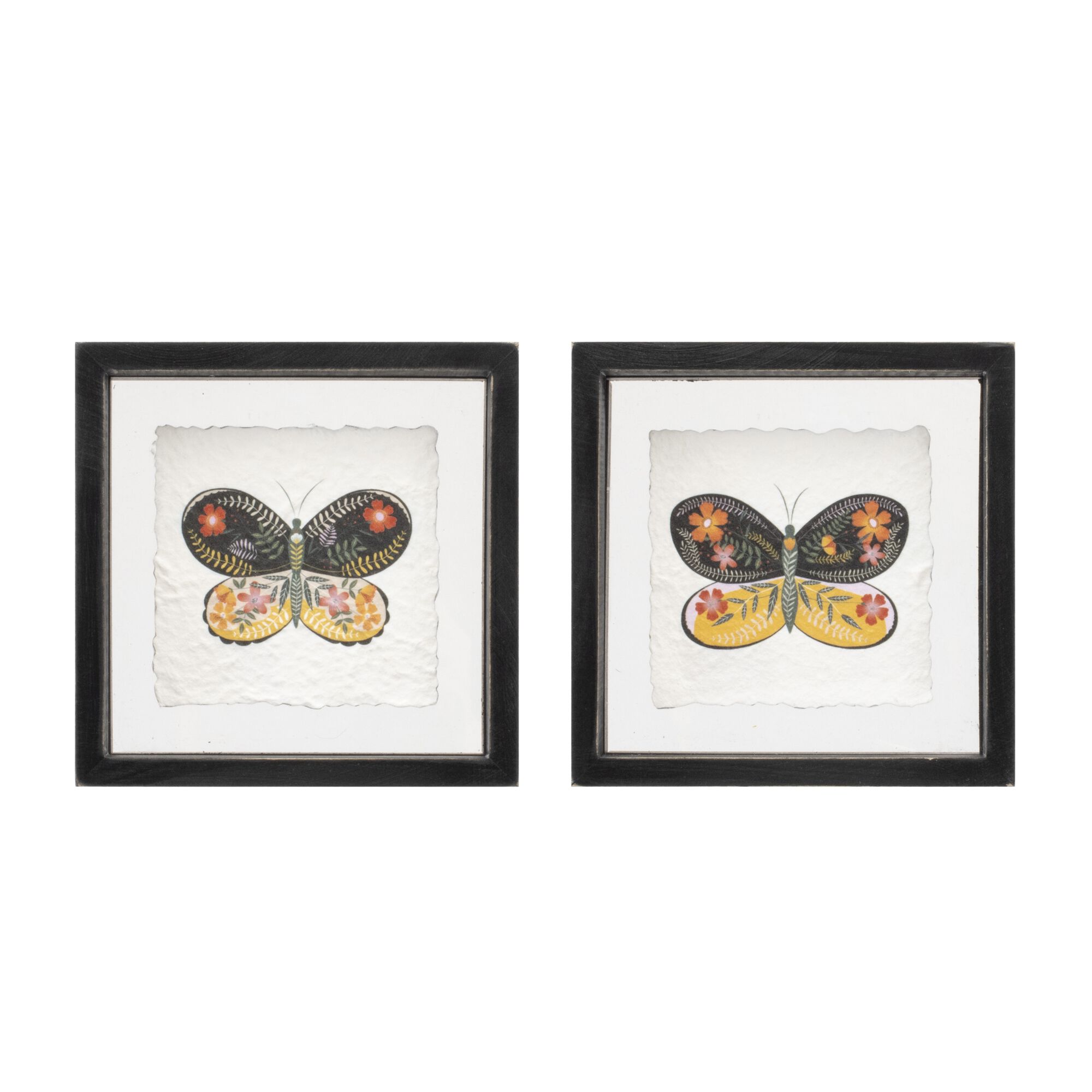 Framed Butterfly Block (Set of 2), BLACK/WHITE, hi-res image number 0