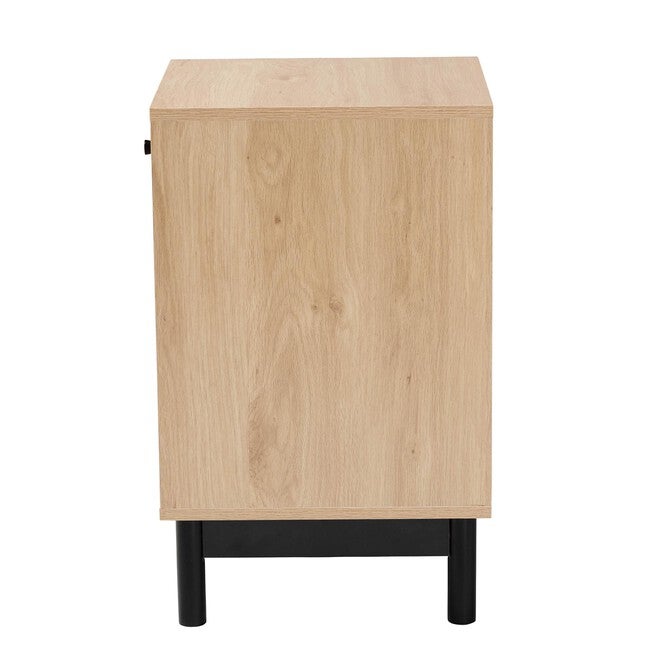 Cherelle Mid-Century Modern Light Brown And Black 1-Drawer End Table, , alternate image number null