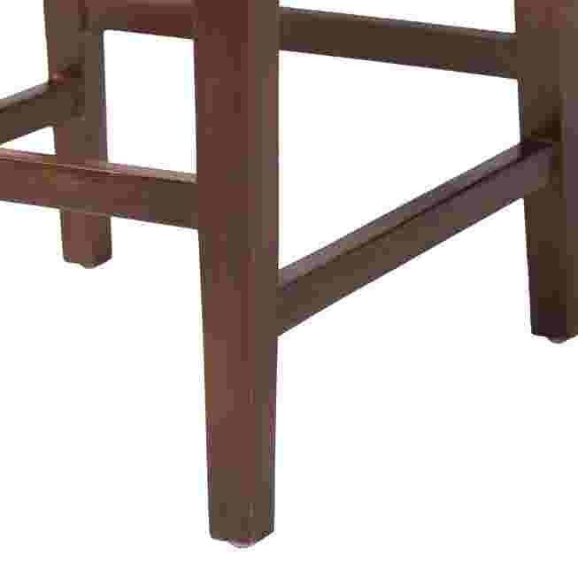 Bottom view of seagrass bar stool frame with lower footrail