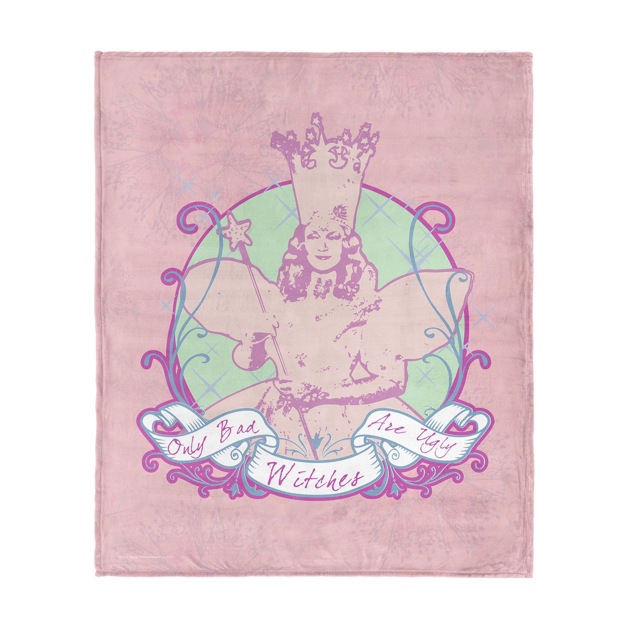 Warner Bros. The Wizard of Oz Glinda Pattern Silk Touch Throw Blanket 50x60 Inches, PINK, hi-res image number 0