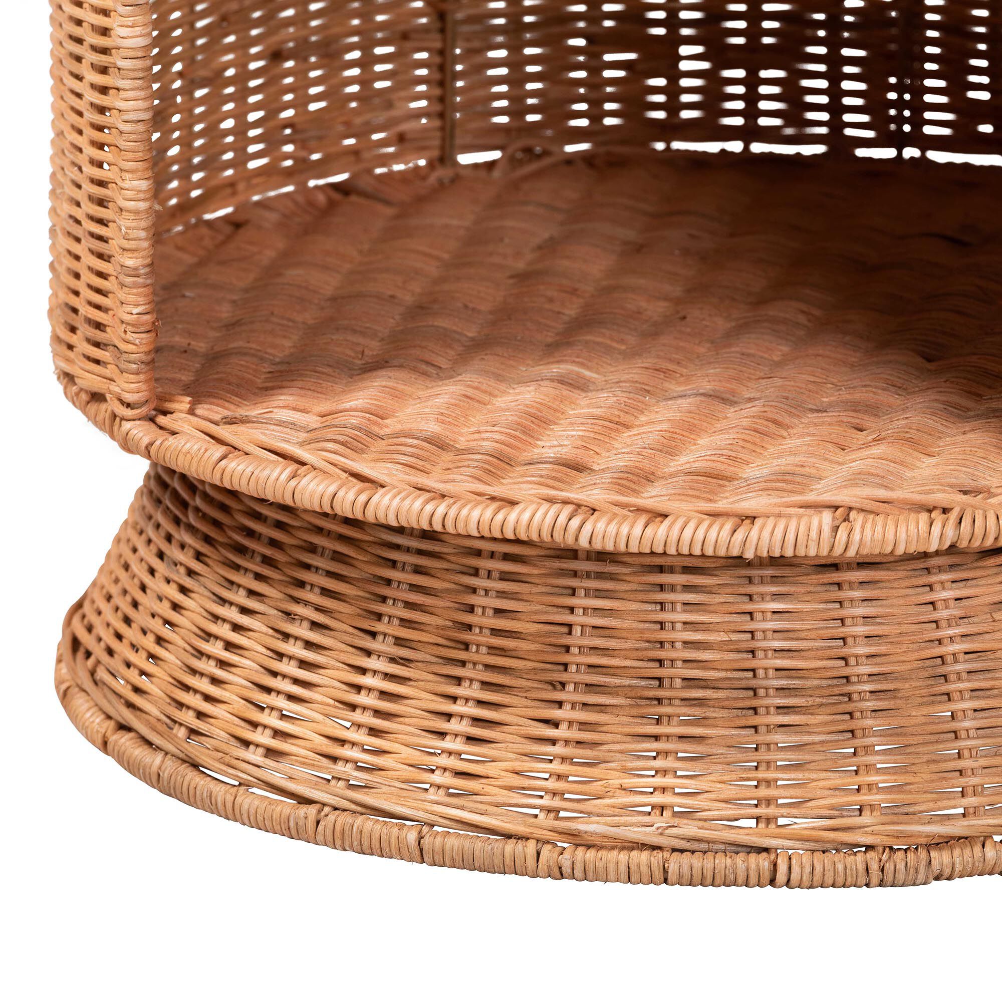 Dorielle Natural Rattan End Table with Two Shelves, HONEY, alternate image number 6