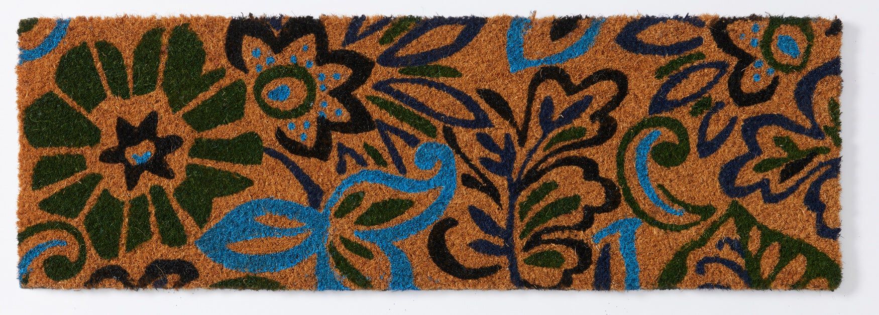 Printed Outdoor Mat, BLUE FLOWERS, hi-res image number 0