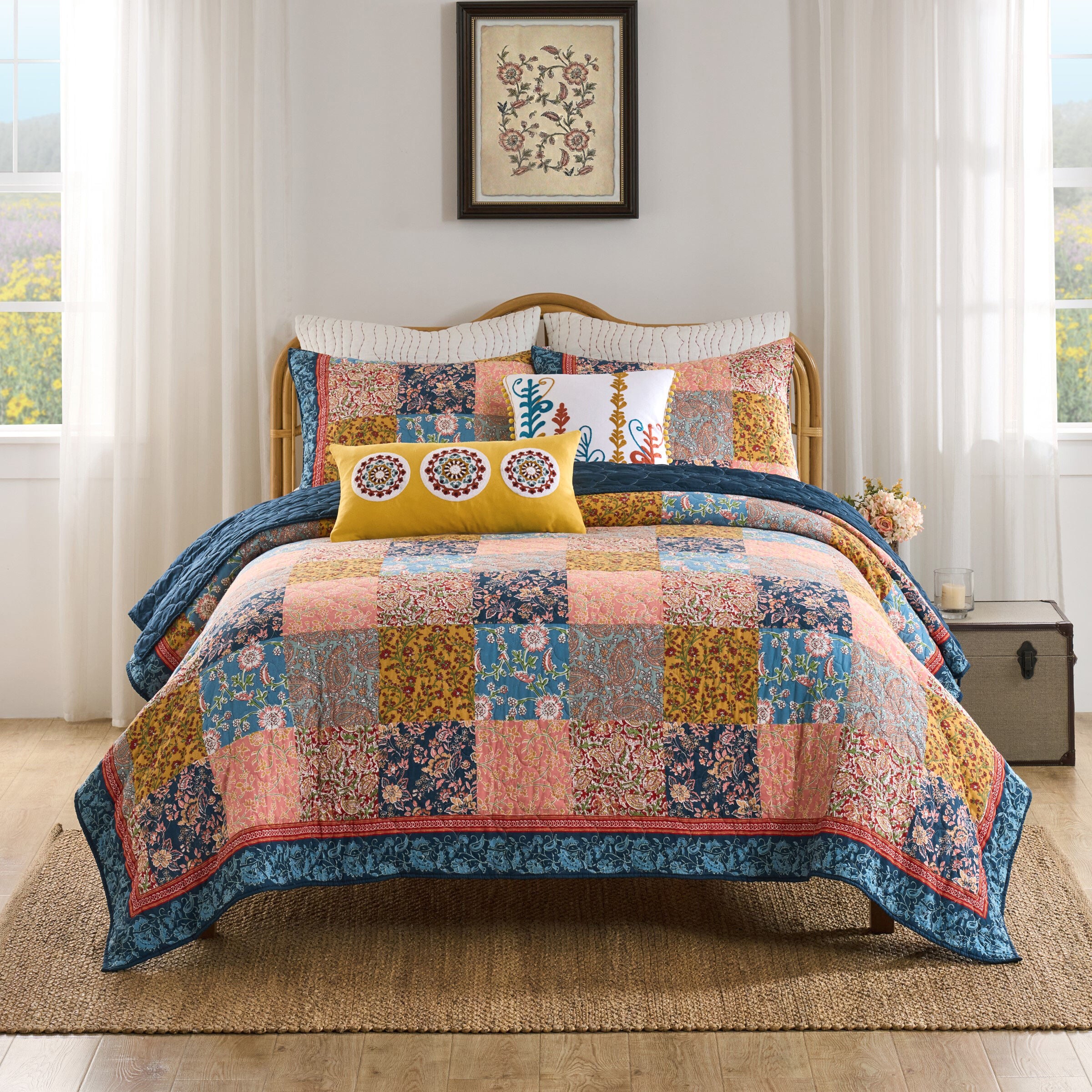 Tangier Vibrant Bohemian Patchwork Quilt Set, MULTI, alternate image number 4