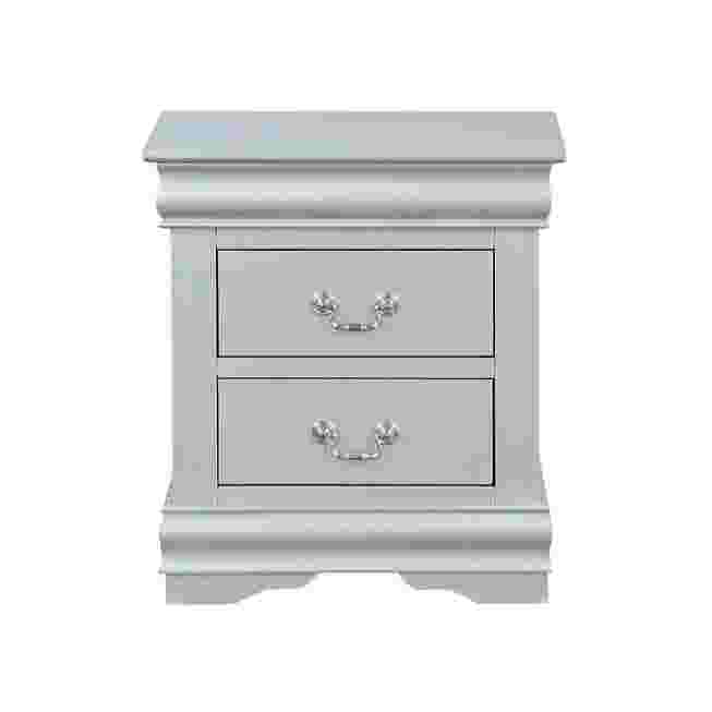 Gray nightstand with two drawers