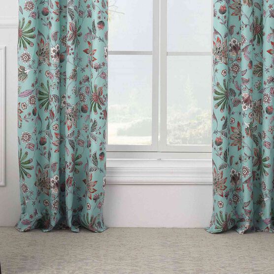 Audrey Turquoise Curtain Panel Pair, , alternate image number null