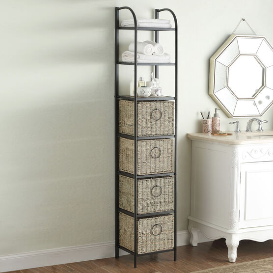 Tall Storage Unit with Baskets, BLACK BROWN, hi-res image number null