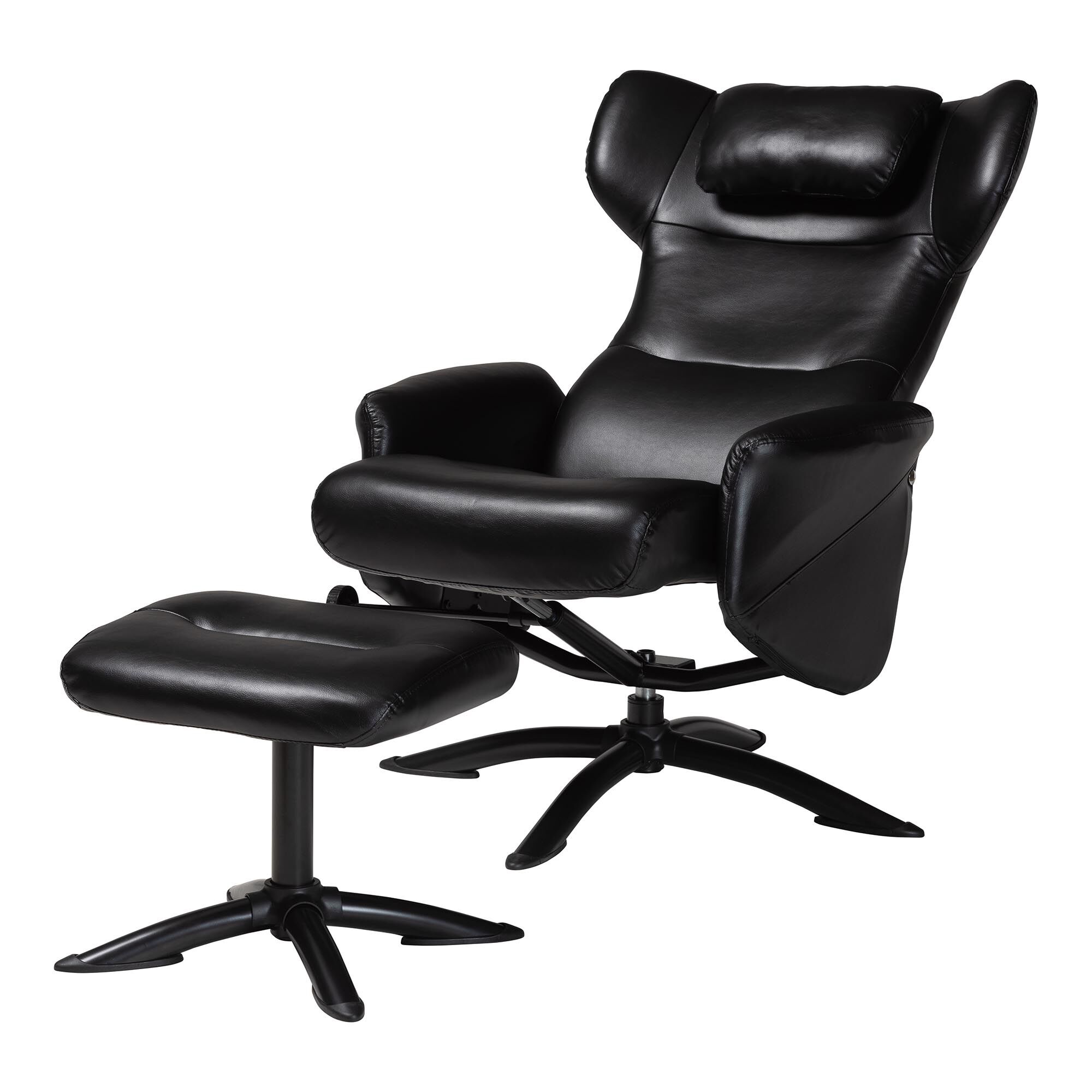 Elwood Modern Brown Faux Leather 2-Piece Lounge Chair and Footrest Set, BLACK, alternate image number 2