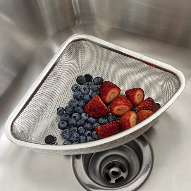 Corner Sink Strainer, Stainless Steel, STAINLESS STEEL, hi-res image number null