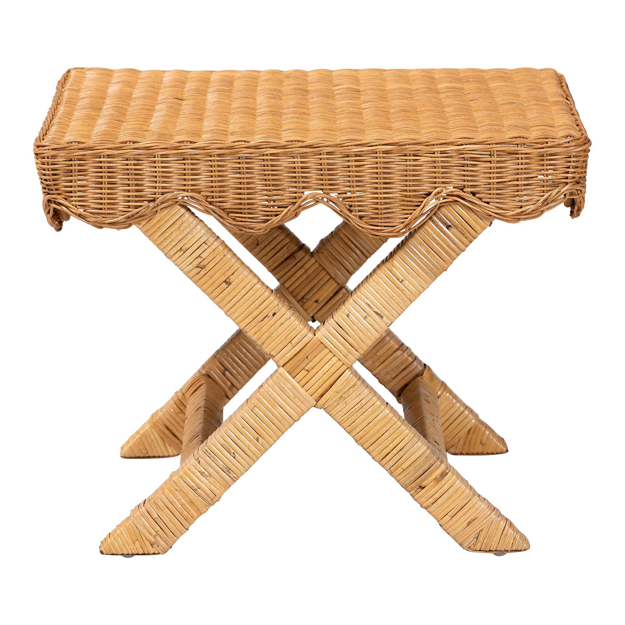 Modesta Natural Rattan Accent Bench, HONEY, alternate image number 2