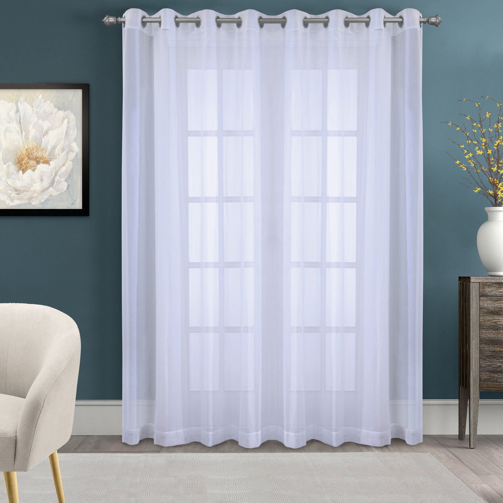 Cote D&#39;Azure Sheer Curtain Panel, WHITE, hi-res image number 0