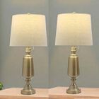 Antique Brass Metal 30.5" Table Lamp, Set 2, , on-hover image number null