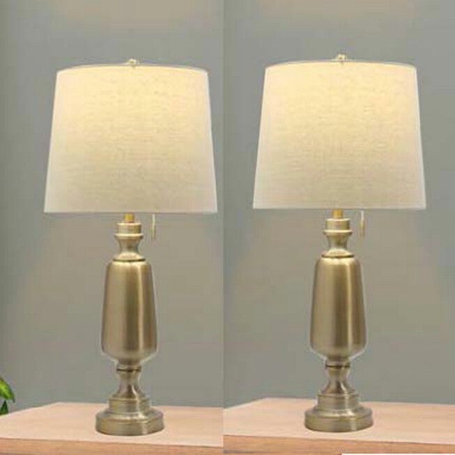 Antique Brass Metal 30.5 inches Table Lamp, Set 2, , on-hover image number 1