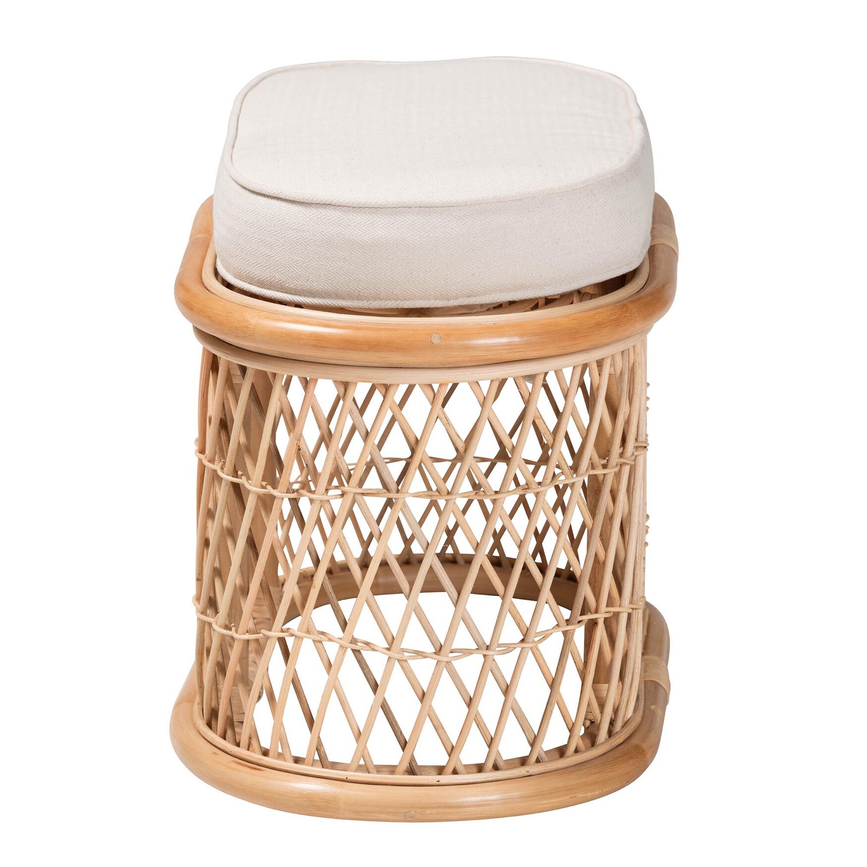 Ladonna Bohemian Natural Rattan Ottoman Footstool, , alternate image number 2
