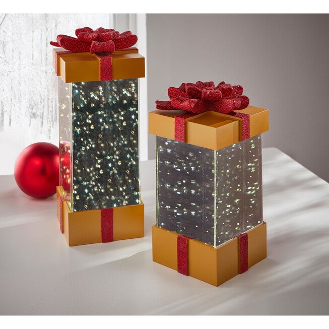 8 inchesH LED Gold Mirror Gift Box, RED GOLD, hi-res image number null