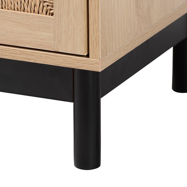 Cherelle Mid-Century Modern Light Brown And Black 1-Drawer End Table, , alternate image number null