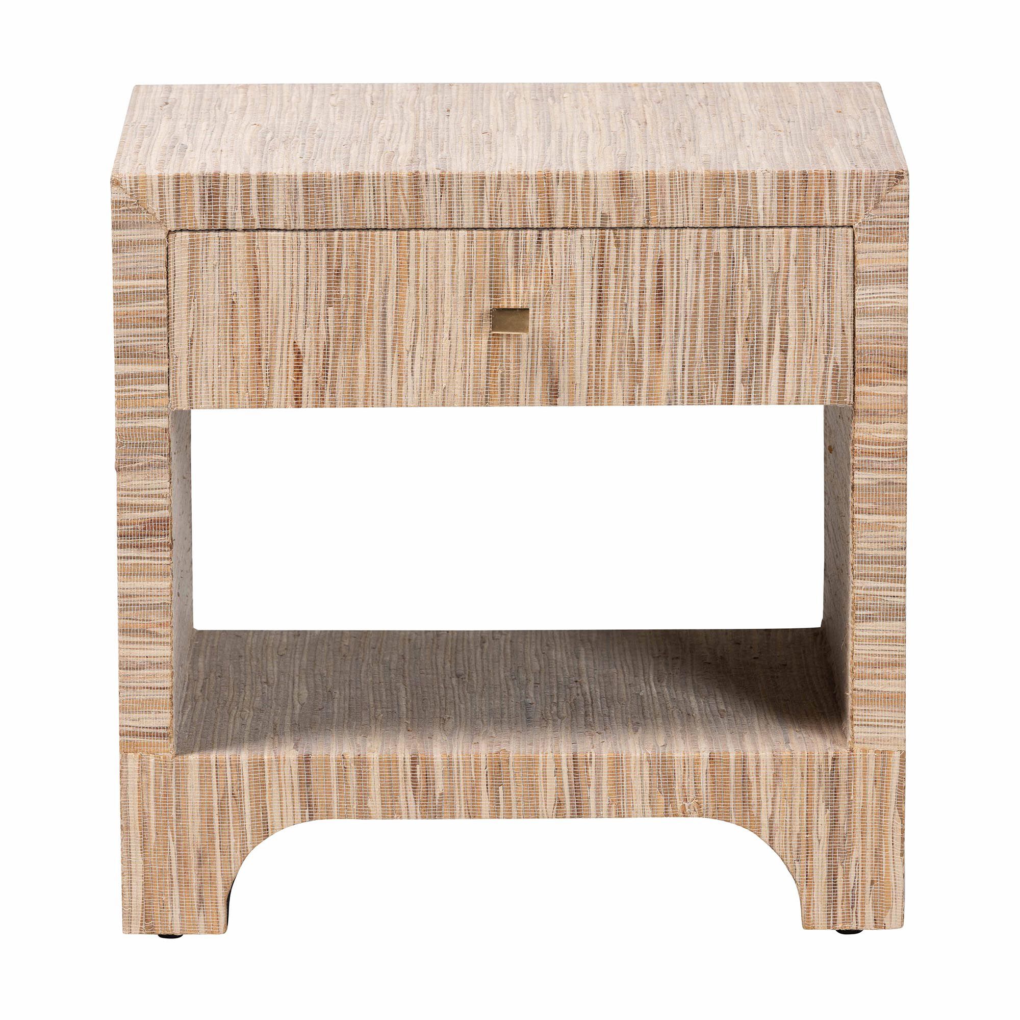 Julia Bohemian Woven Natural Grasscloth 1-Drawer Nightstand, NATURAL/GOLD, alternate image number 3