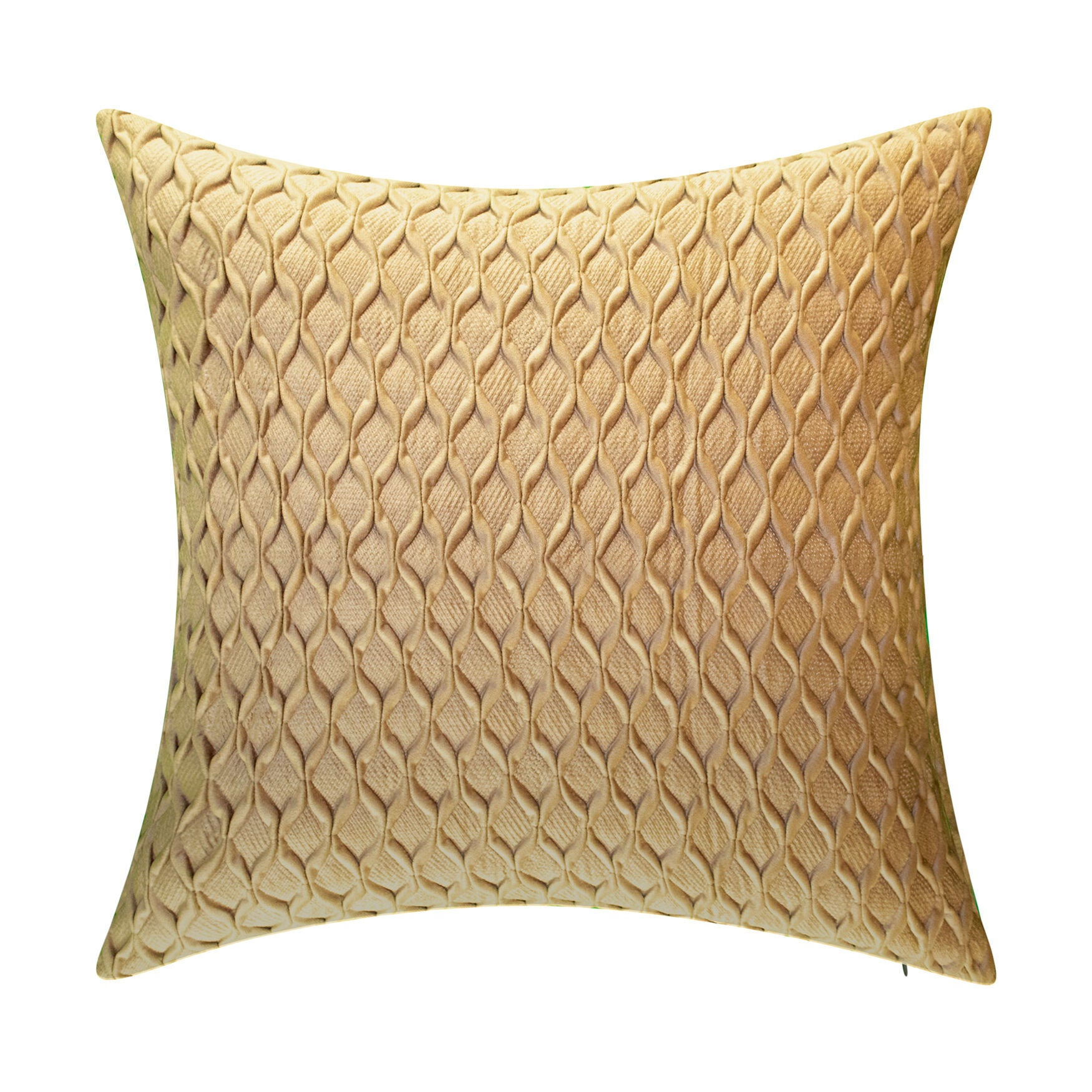 Edie@Home Fishnet Ruched Velvet Decorative Pillow Dec Pillow, NATURAL, hi-res image number 0