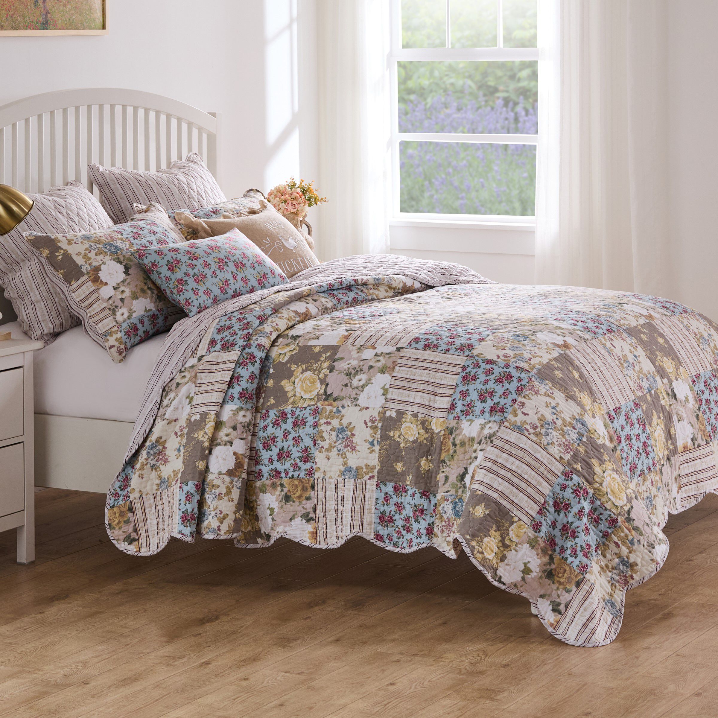Greenland Home Fashions French Country Finely Stitched Quilt Set, 3-Piece King/Cal King, Multi, MULTI, alternate image number 4