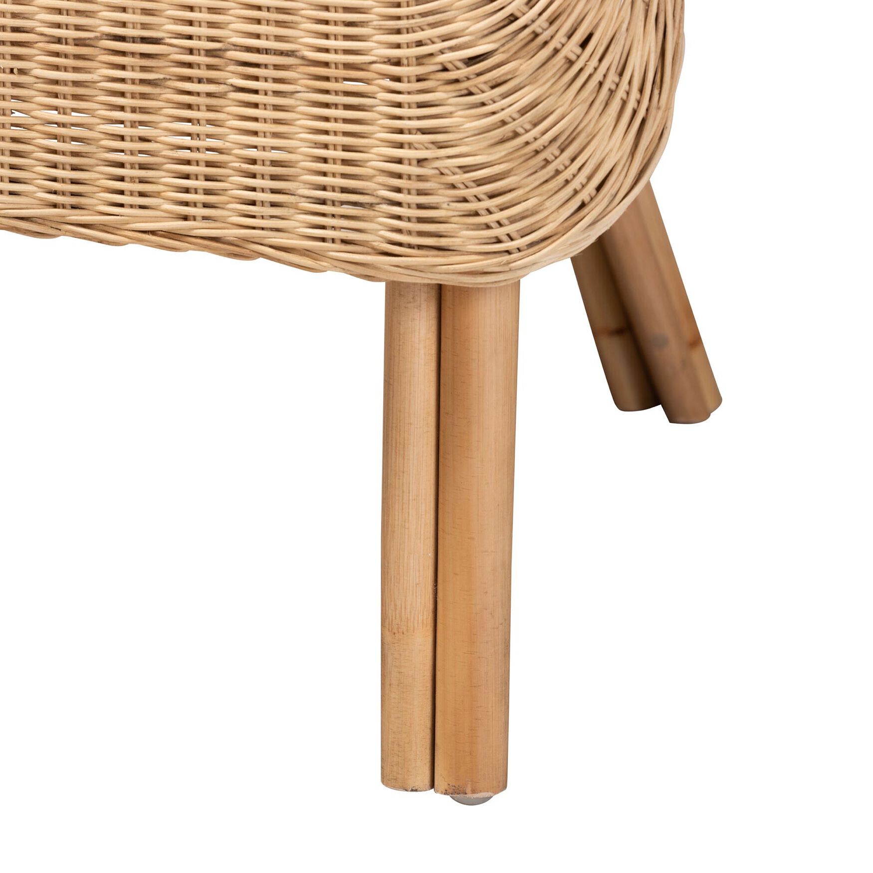 Close-up of rattan chair legs