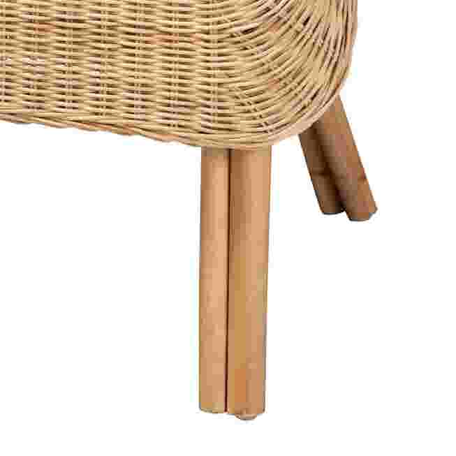 Close-up of rattan chair legs