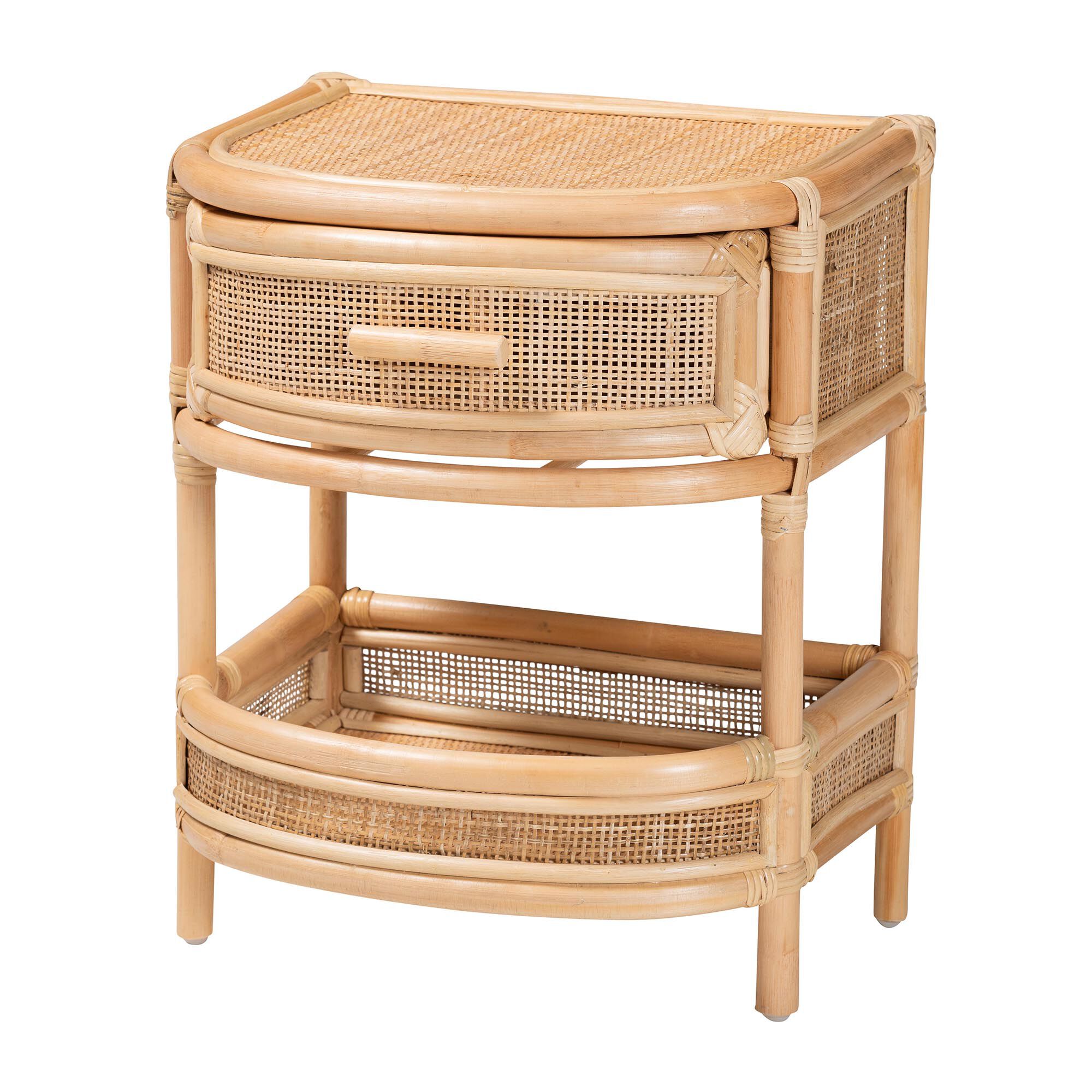 Side view of rattan nightstand