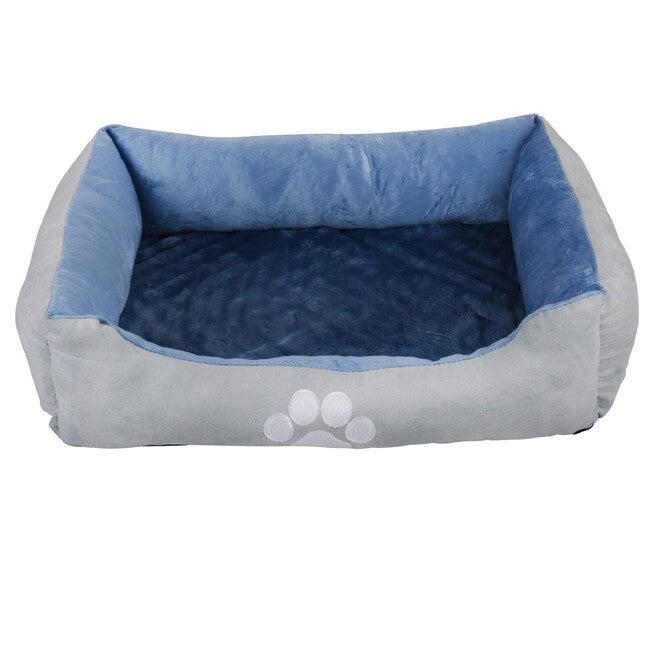 Orthopedic rectangle bolster Pet Bed,Dog Bed, super soft plush, Medium 25x21 inches BLUE, , on-hover image number 1