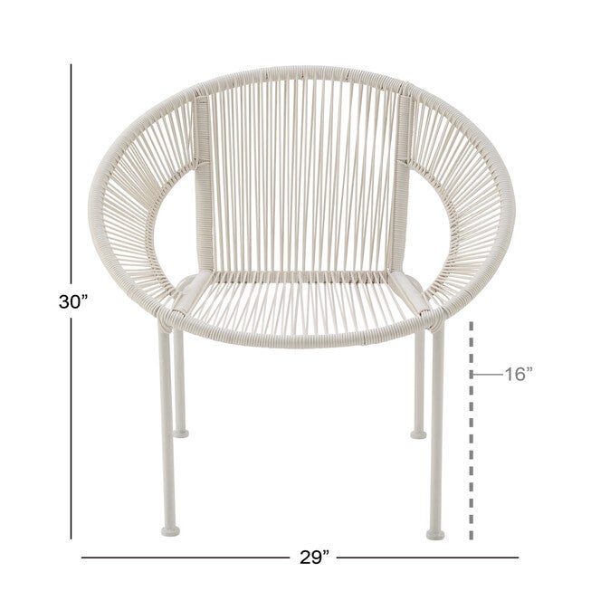 White Metal Contemporary Outdoor Chair, , alternate image number null