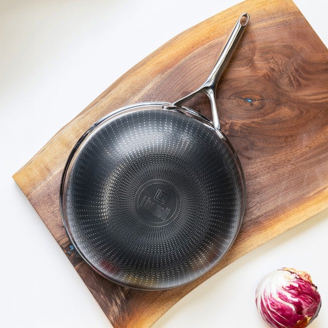 LIVWELL DiamondClad™ 12 inches Hybrid Nonstick Stainless Steel Wok Pan, Dishwasher Safe, PFOA-free – Silver/Black, SILVER, alternate image number null