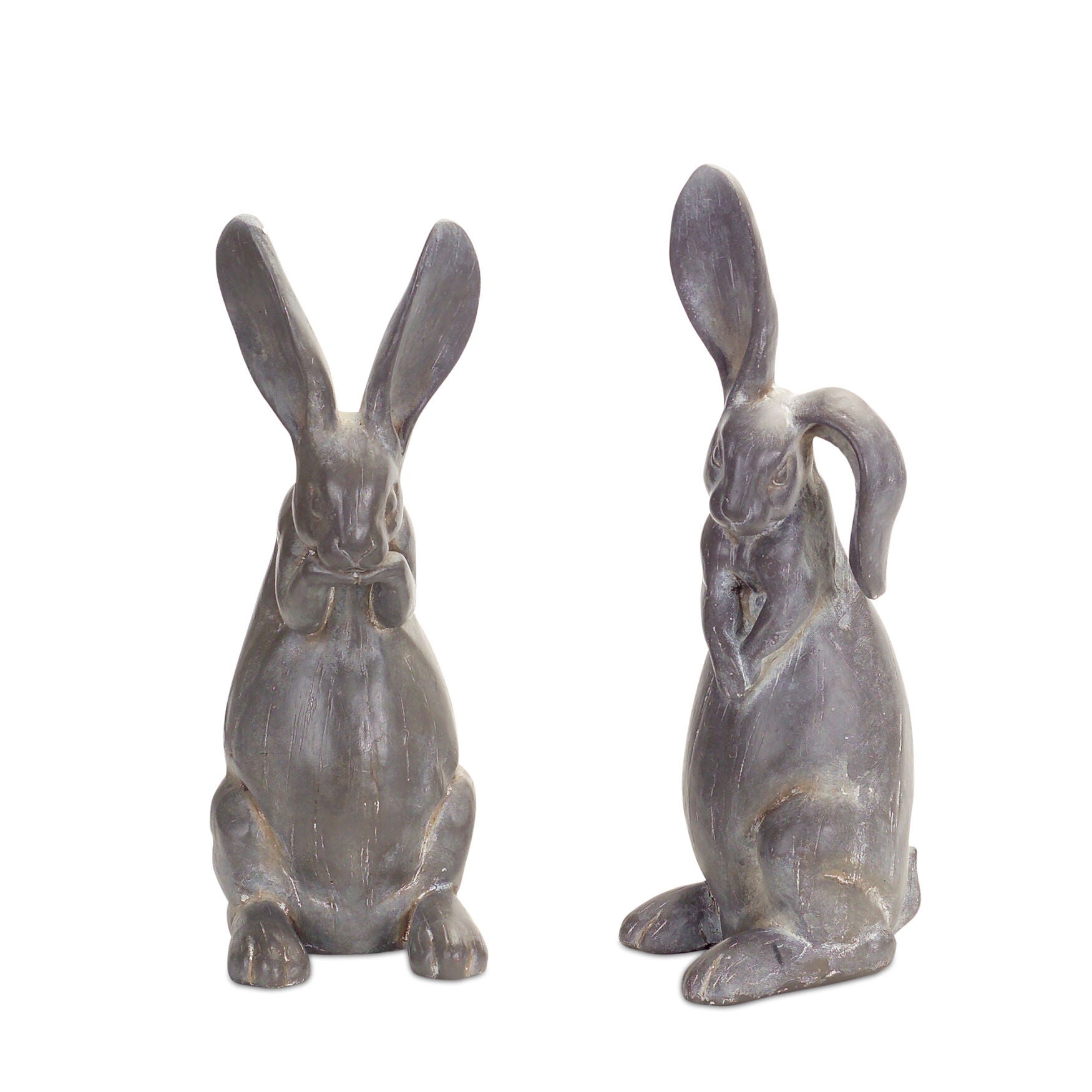 Long Ear Stone Rabbit Garden Statue (Set Of 2), GREY, hi-res image number 0