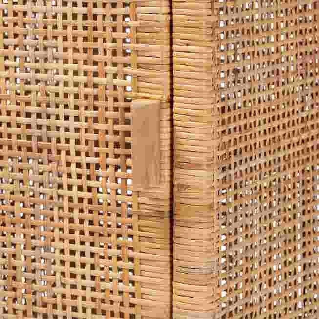 Close-up of woven rattan pattern and handle