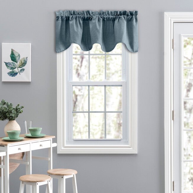 Lisa Solidtextured Scallop Valance, DUSTY BLUE, hi-res image number 0