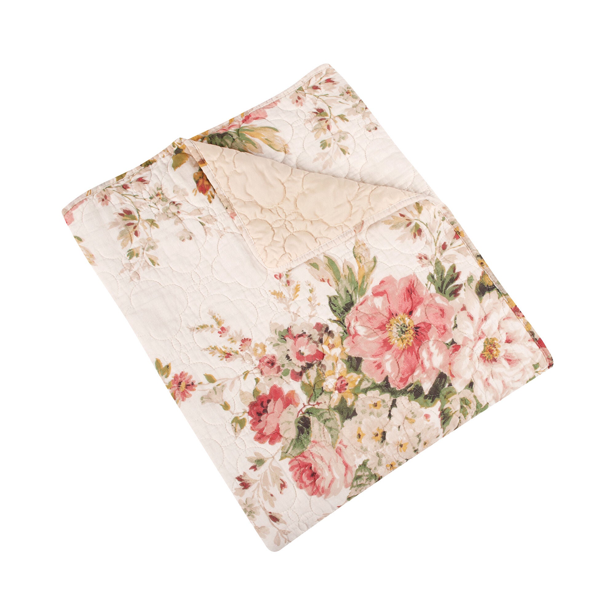 Grace Traditional Floral Quilted Throw Blanket, BUTTERCUP, alternate image number 1