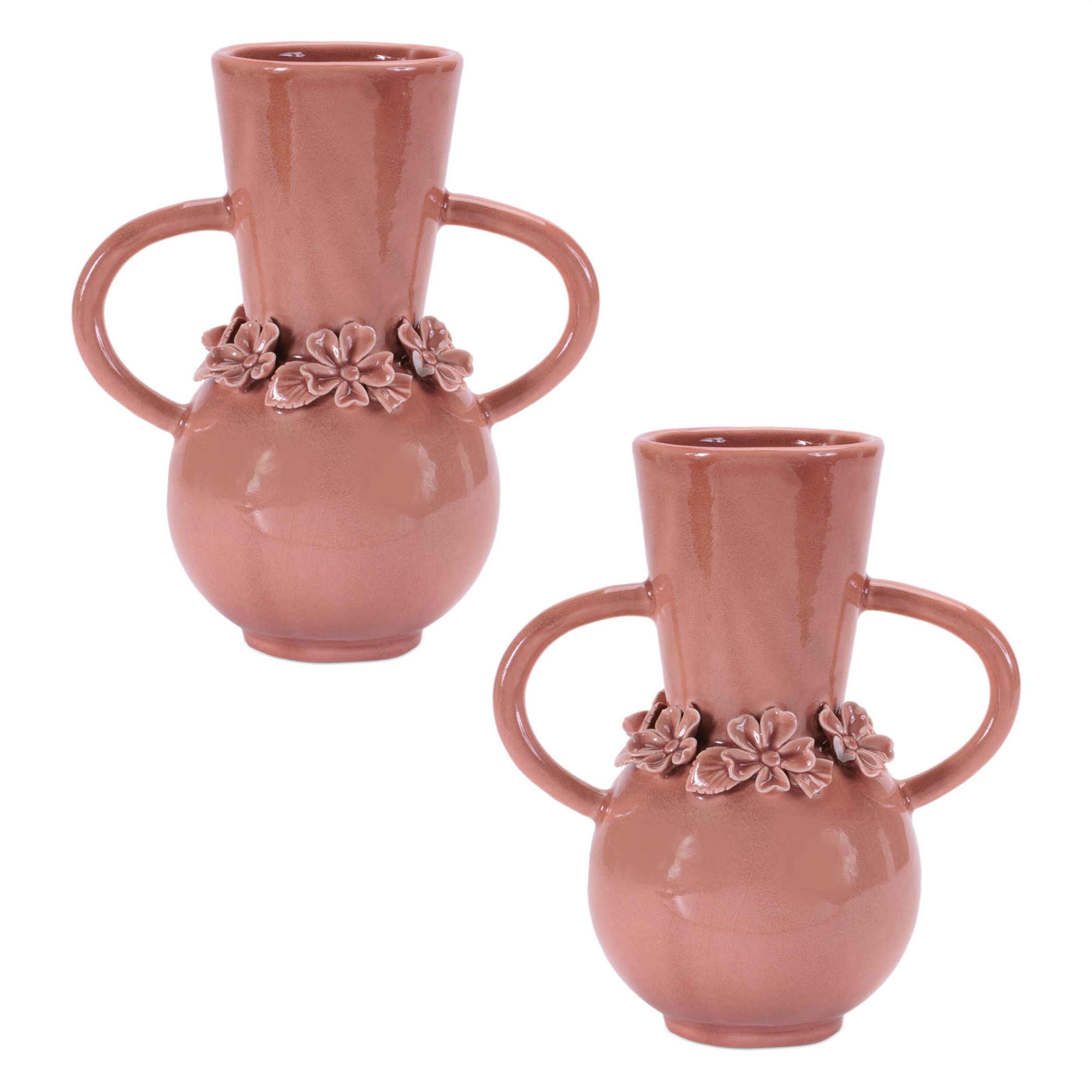 Storeware Vase with Floral Accent Set of 2, PINK, alternate image number 3