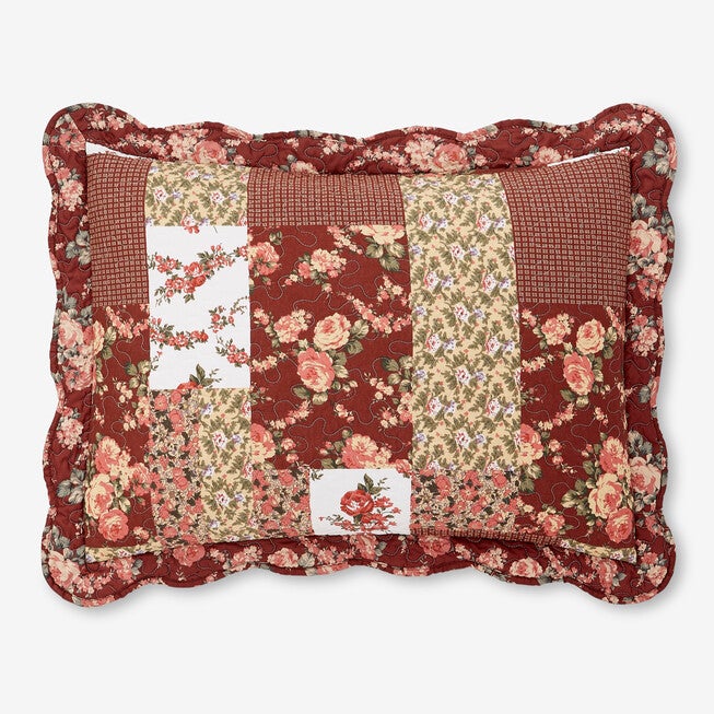 allison printed patchwork standard sham, BURGUNDY MULTI, hi-res image number null