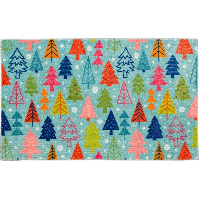 Tree Scatter Kitchen Rug, AQUA, hi-res image number null