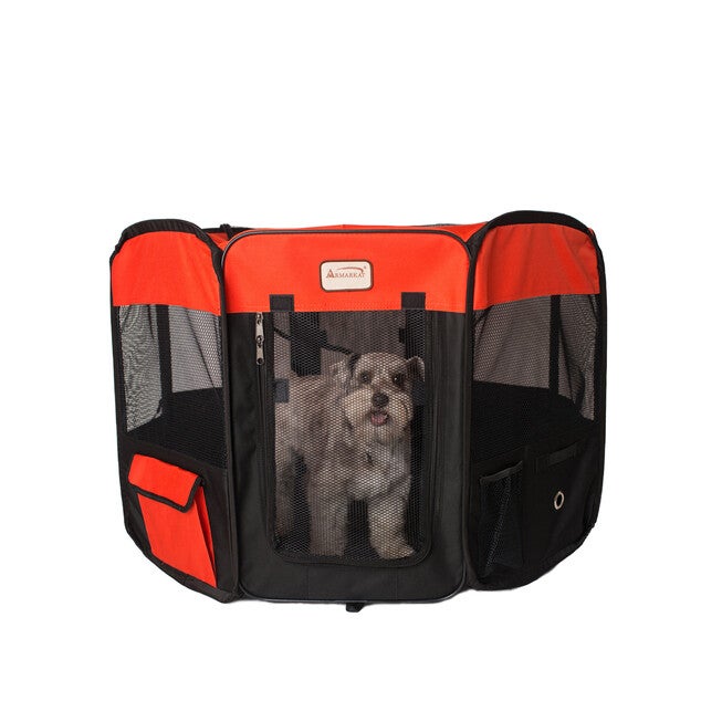 Portable Pet Dog Kitten Playpen In Black And Red Combo, , alternate image number 4
