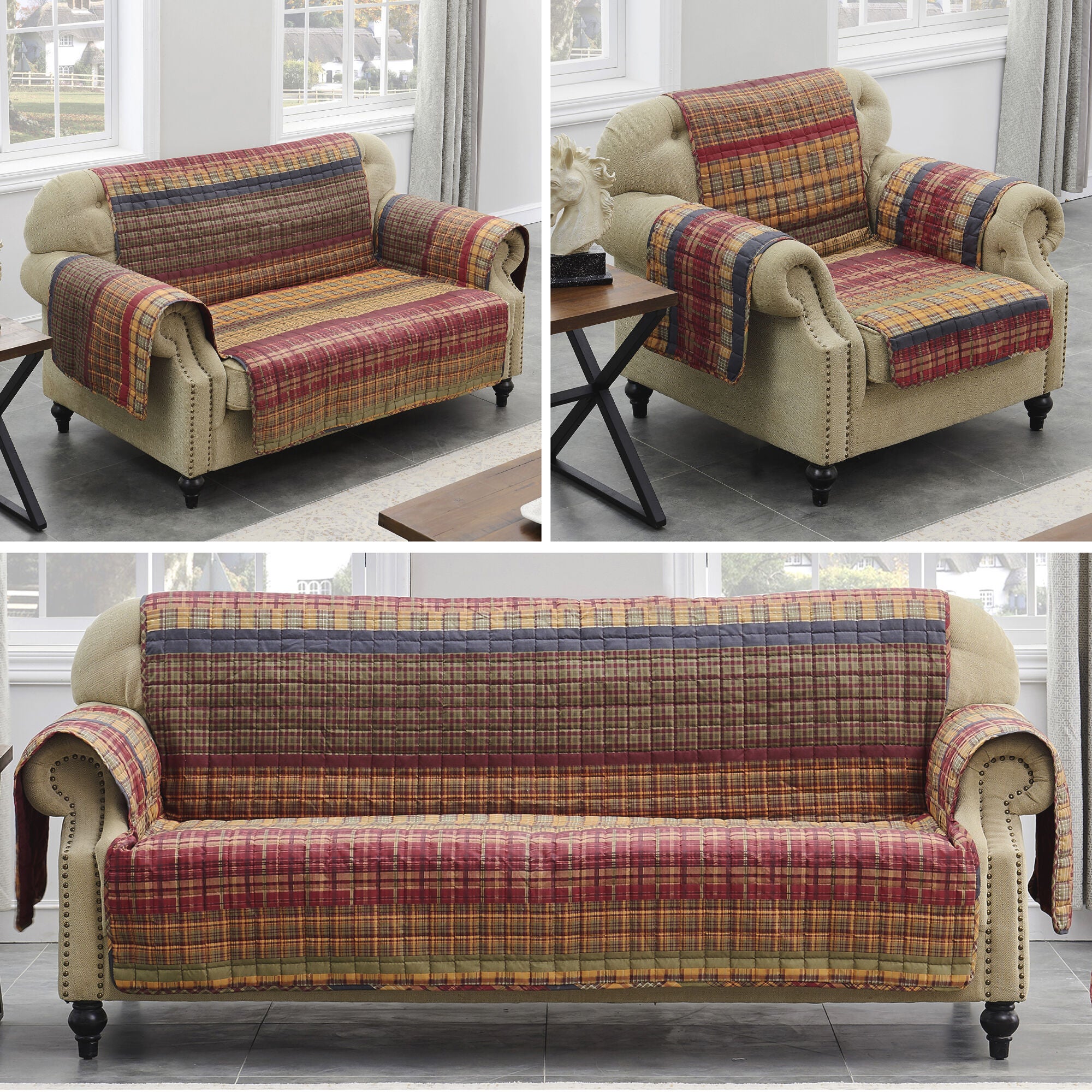 Gold Rush Arm Chair Quilted Furniture Protector, MULTI, alternate image number 4