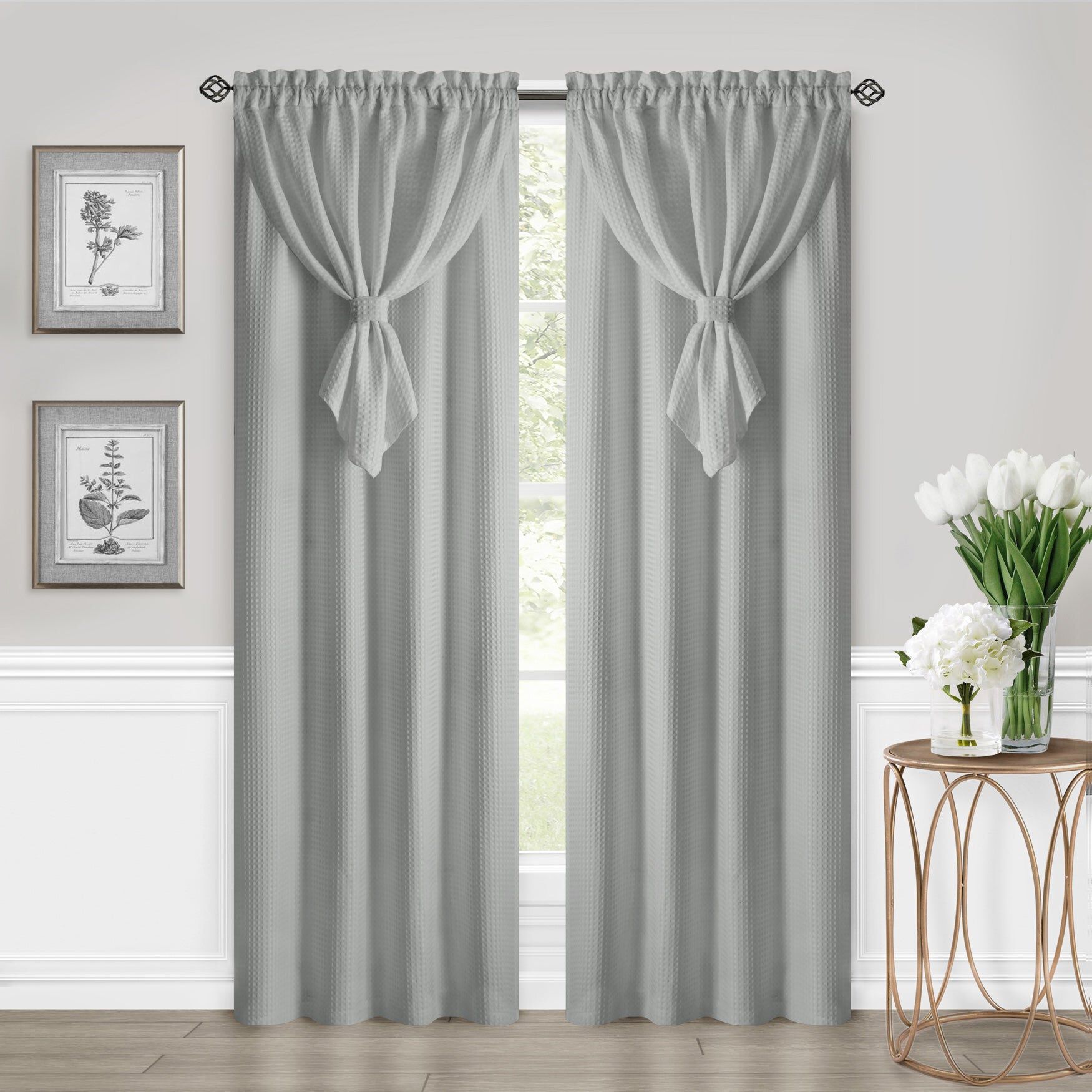 Carerra Curtain Rod and Finial Set, GUNMETAL, hi-res image number 0