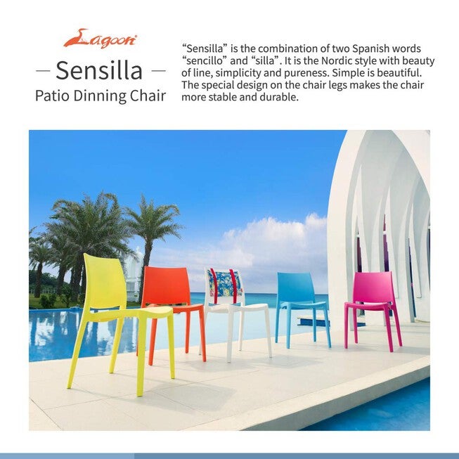 Set of 2 Sensilla Stackable Outdoor Dining Chairs, WHITE, alternate image number 7