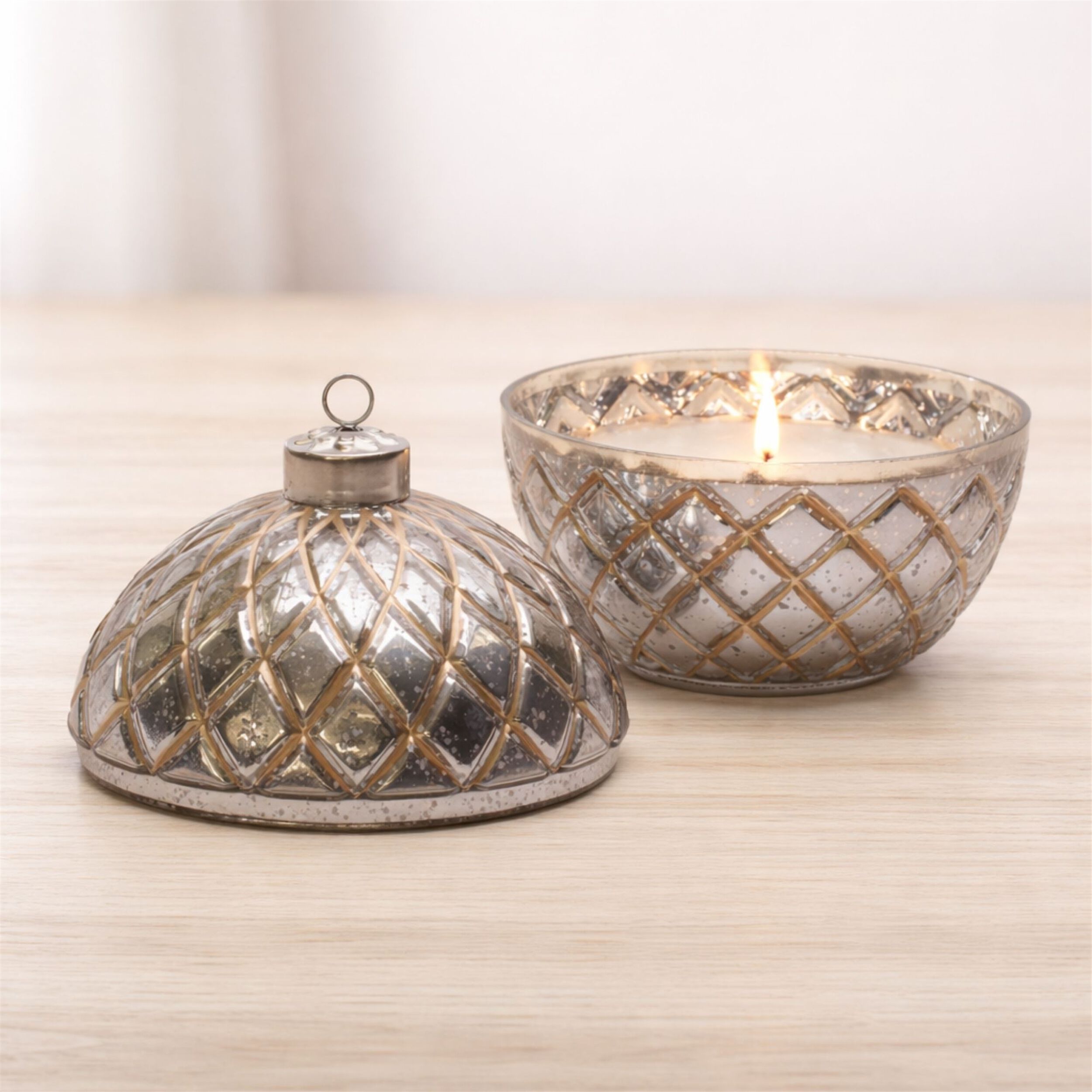 LED Candle Ornament 5.75 inchesD, SILVER, alternate image number 1