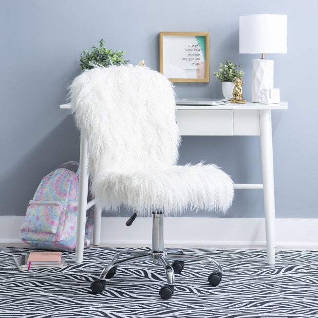 Faux Flokati Armless Office Chair, , alternate image number 7