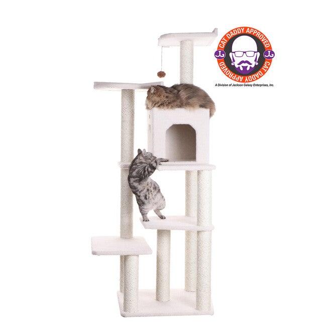 Real Wood 68 inches Six Levels Cat Tree Condo, IVORY, hi-res image number null