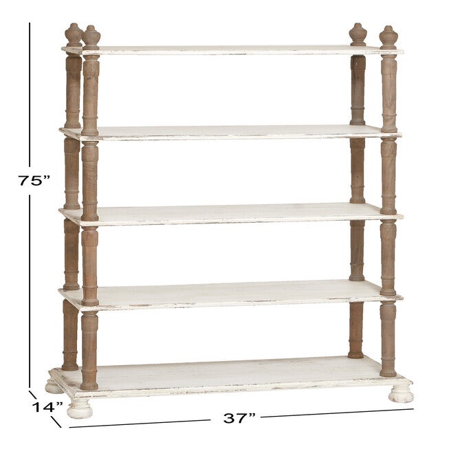 White Wood Farmhouse Shelving Unit, 75 inches x 37 inches x 14 inches, , alternate image number null